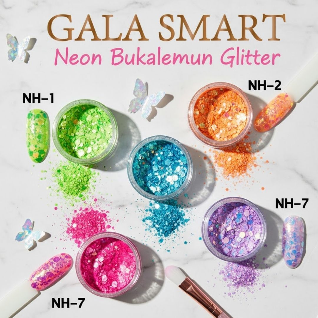 Neon Bukalemun Glitter Süs Set - 5 Li