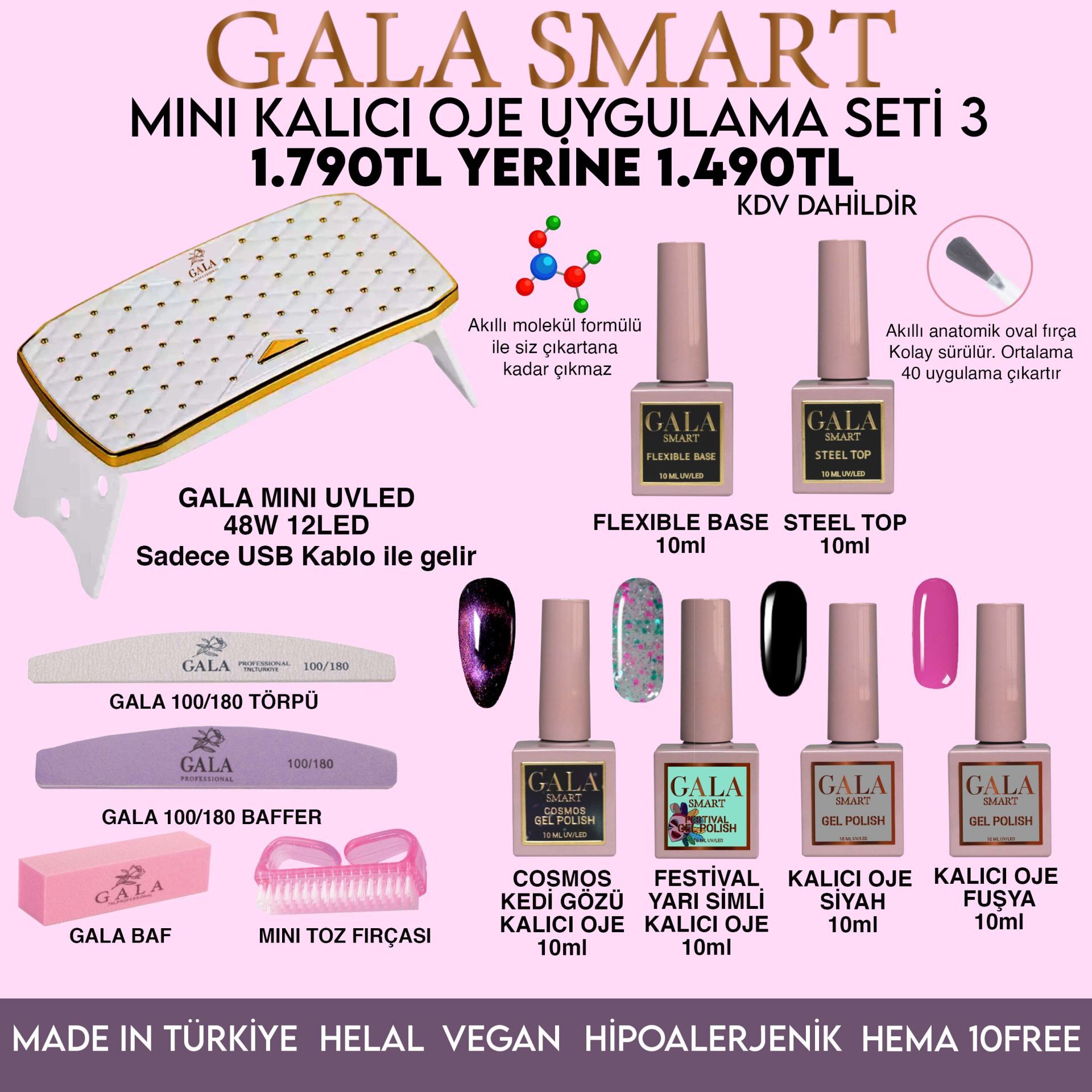 Gala Smart - Mini Kalıcı Oje Uygulama Set - 3