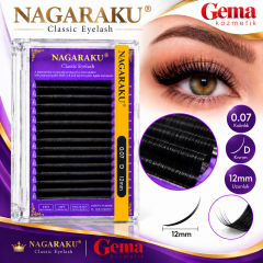 Nagaraku Klasik İpek Kirpik 0.07 Kalınlık D Kıvrım 12 mm