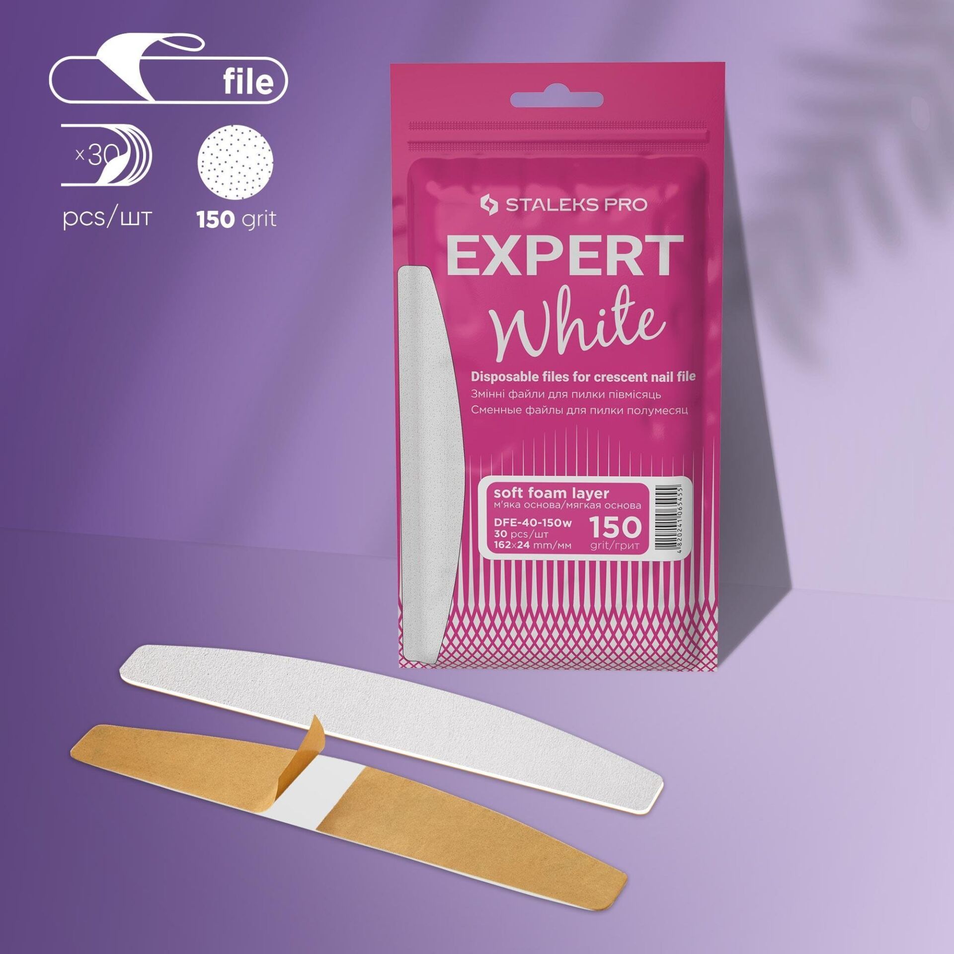 Expert 40 Yarım Ay Törpü İçin Yedek Papmam Yumuşak Tabanlı Beyaz Törpüler, 150 Grit (30 Adet)