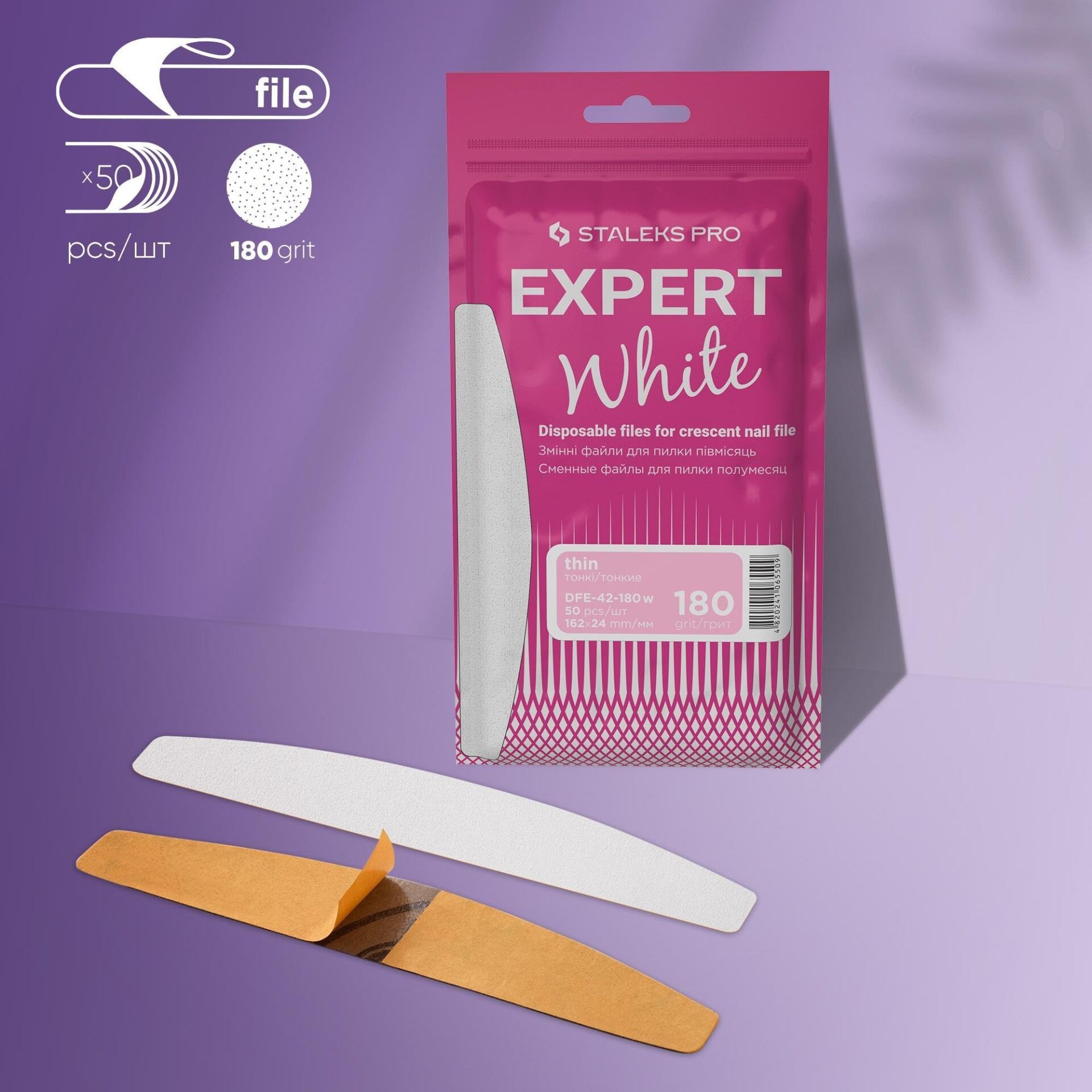 Expert 42 Yarım Ay Törpü İçin Yedek Beyaz Törpüler, 180 Grit (50 Adet)
