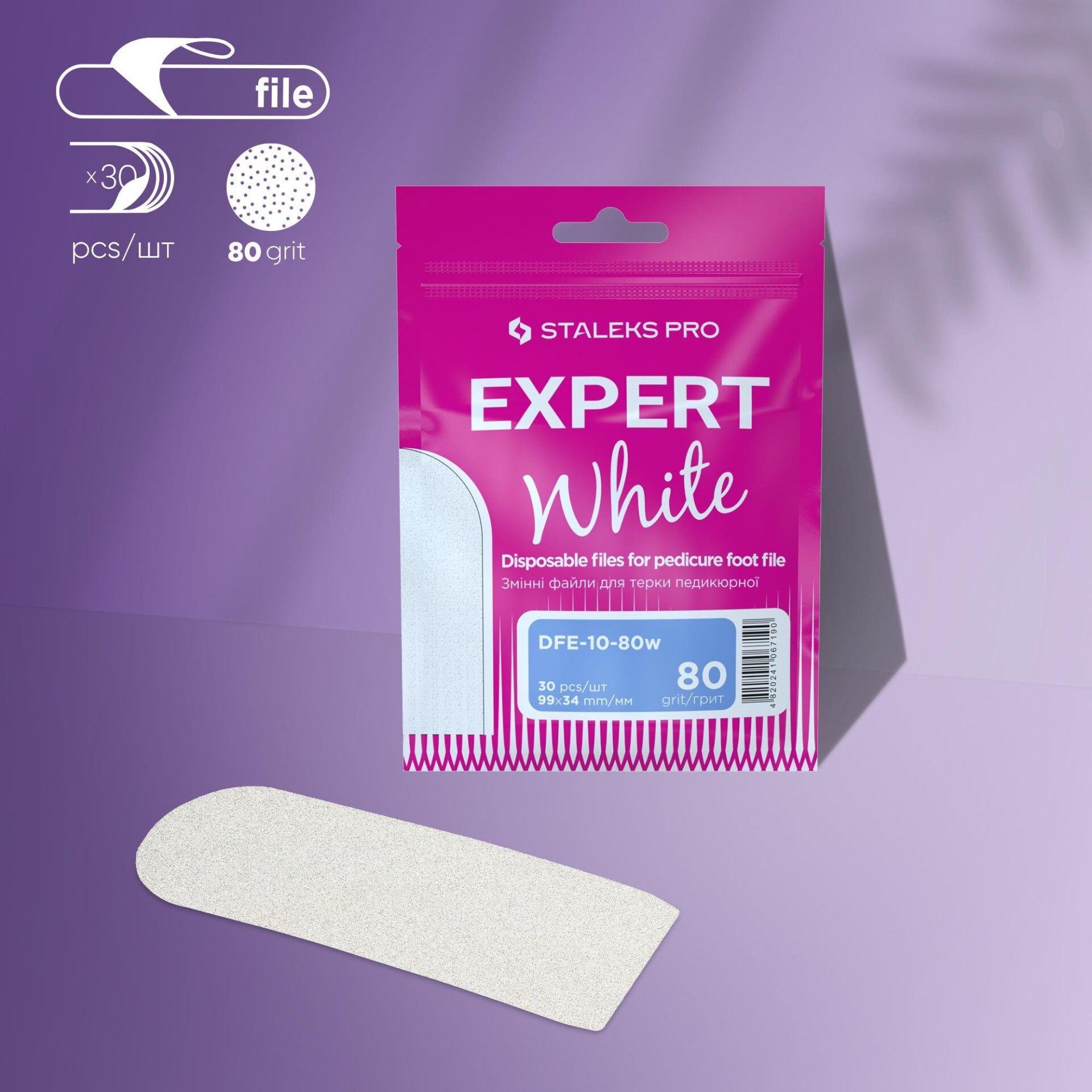 Expert 10 Pedikür Törpü İçin Yedek Beyaz Törpüler, 80 Grit (30 Adet)
