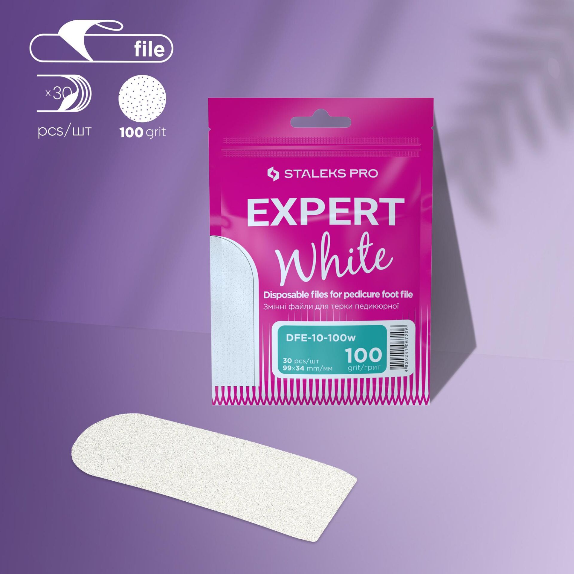 Expert 10 Pedikür Törpü İçin Yedek Beyaz Törpüler, 100 Grit (30 Adet)