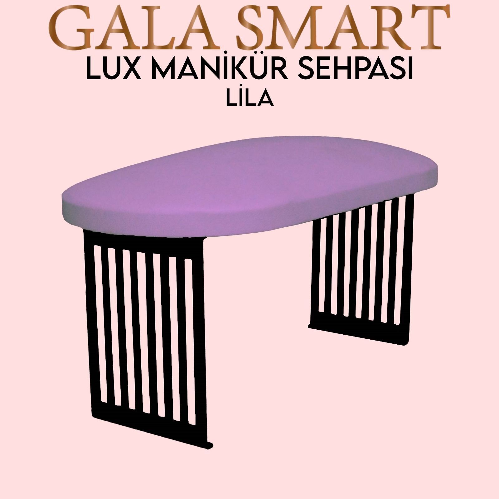 Manikür Sehpası Metal Ayaklı Yeni Model - Lila