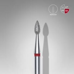 Elmas Damla Küre Freze, Kırmızı, Çap 2,3 Mm, Çalışma Kısmı 5 Mm