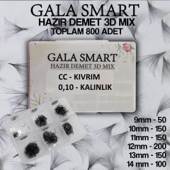 3D Hazır Demet İpek Kirpik  0.10 Cc  Mix Kutu - 1000'Li Kutu