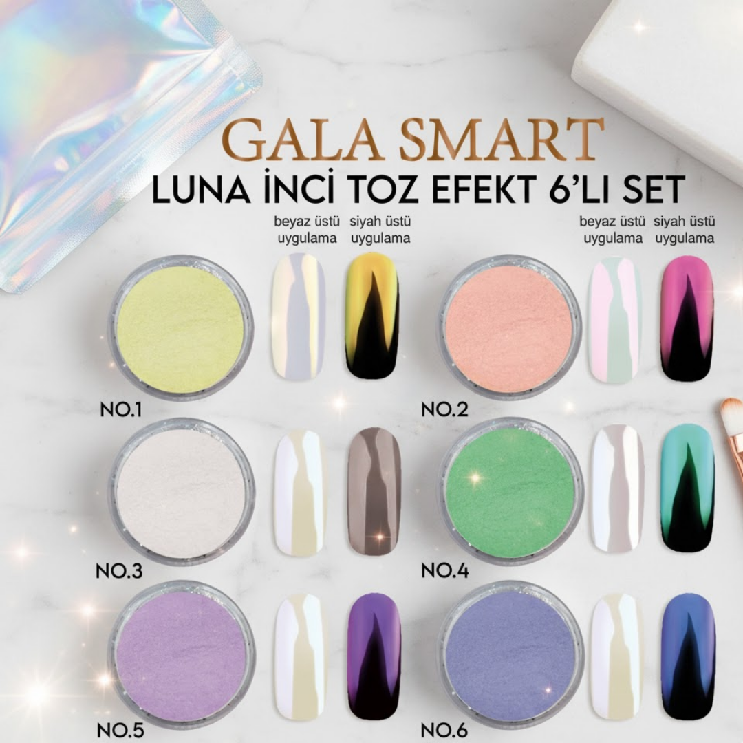 Luna İnci Toz Efekt 6 Lı Set