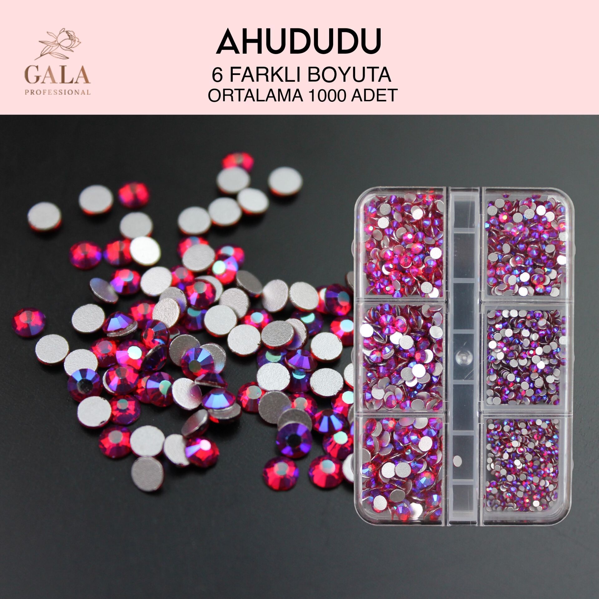 Crystal Taş Ahududu 6 Farklı Boyut