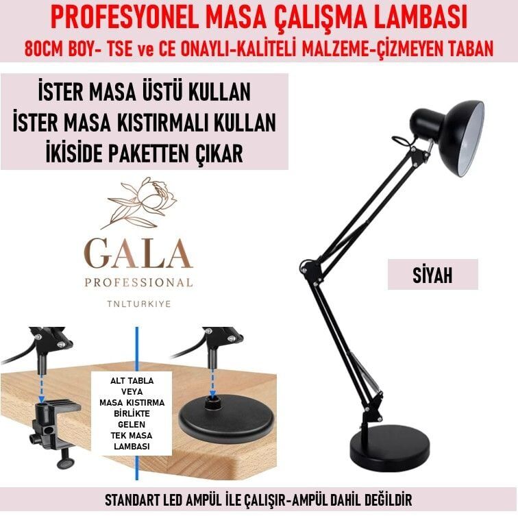 Gala Masa Lambası Siyah 80 Cm