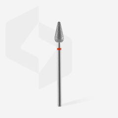 Elmas Yuvarlanmış Armut Freze, Kırmızı, Çap 5 Mm, Çalışma Kısmı 12 Mm